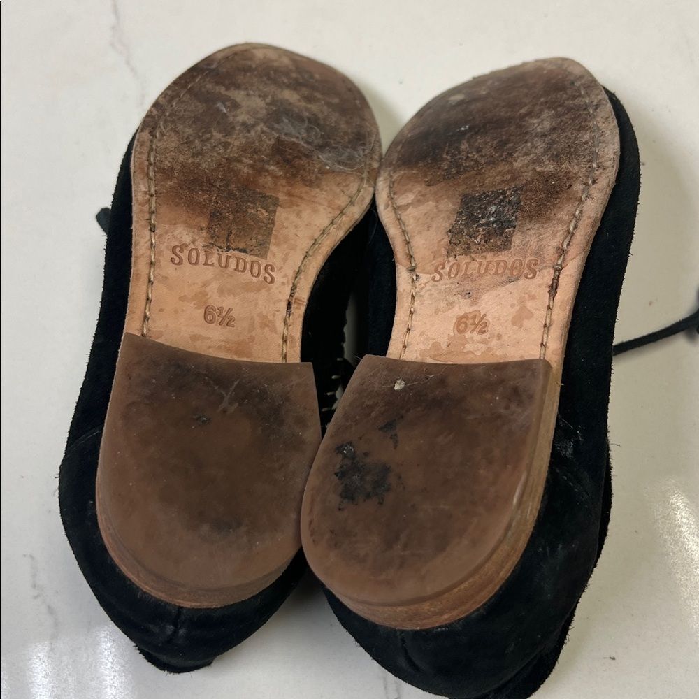 Soludos Embroidered Moccasin Black Ankle Booties Sz 6.5 - Picture 7 of 9